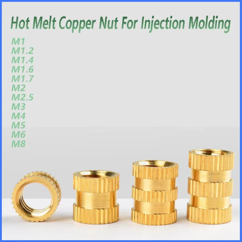 M1 M1.2 M1.4 M1.6-M8 Brass Insert Nut Hot Melt Heat Knurled Embed Injection Copper Insertnut 3D Print Plastic Board Nuts Inserts