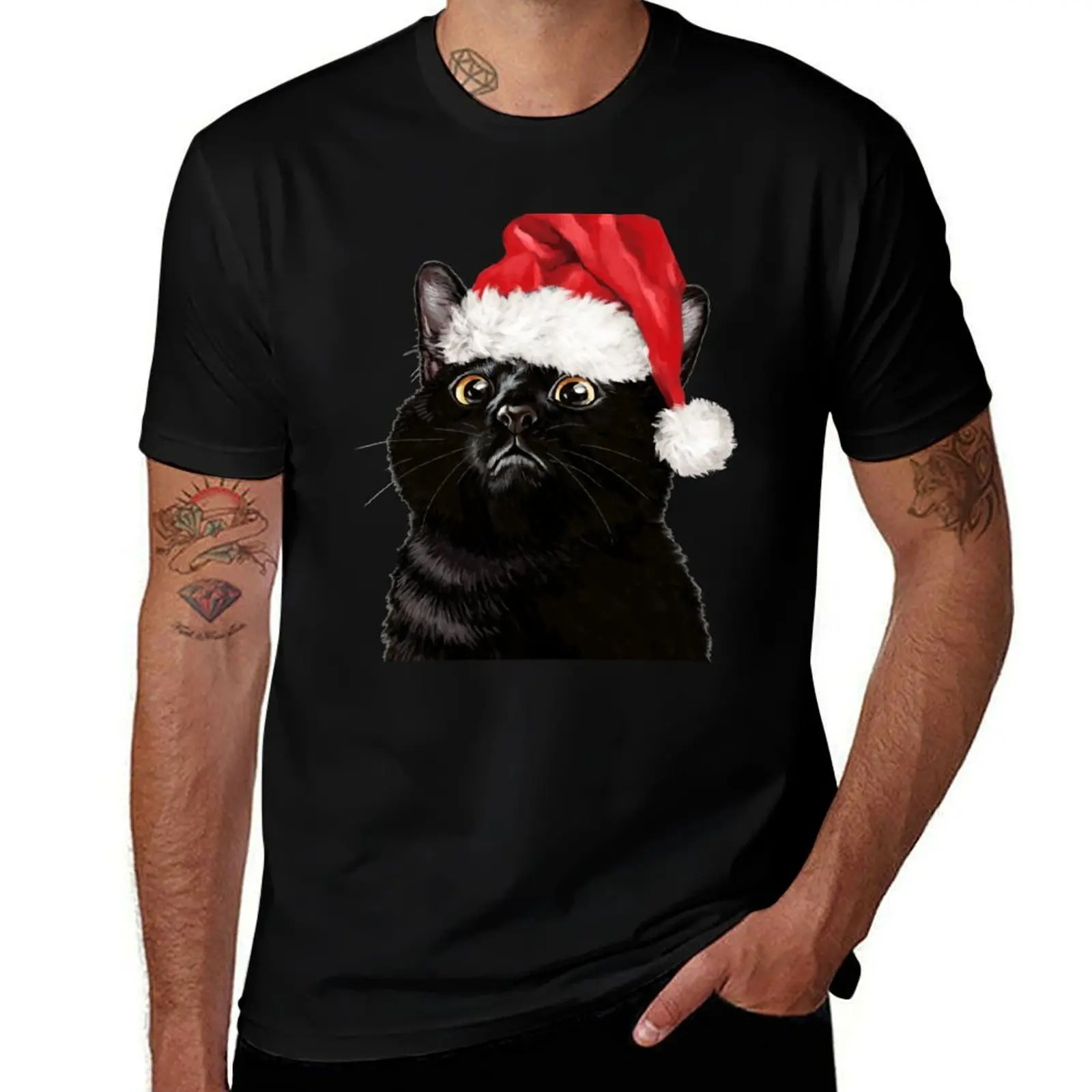 

Christmas Black Cat T-Shirt t shirts for man graphic tees anime t shirts oversize T-Shirt