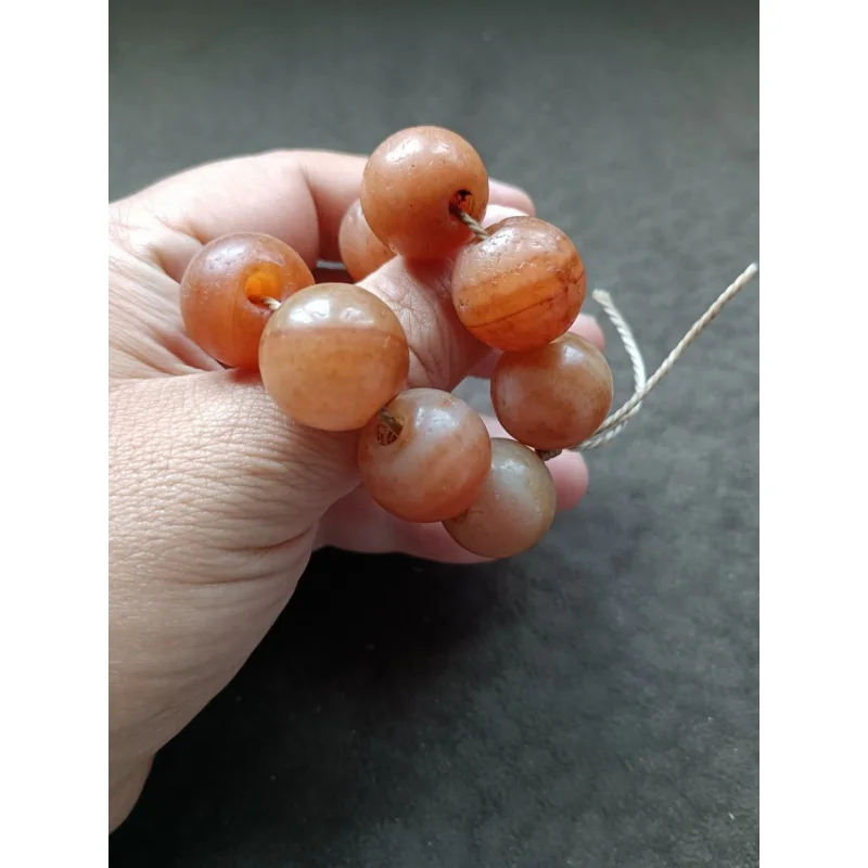 Tibetan Backflow Old Pulp a of Eleven Agate String Beads