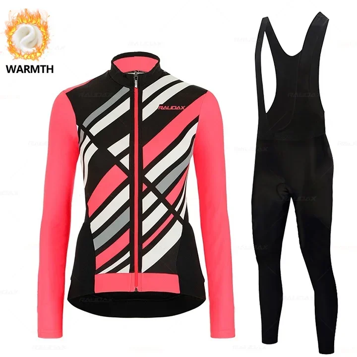 Cycling Jersey Set for Women, Thermal Fleece, Outdoor Riding, MTB, Cycling Clothing, Bib Pants Set, Winter, New, 2025