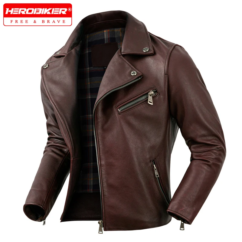 

Motorcycle Leather Jacket For Men Retro Slim Fit Leather Jacket Autumn Windproof And Warm Off-road Motorcycle Riding Jacket