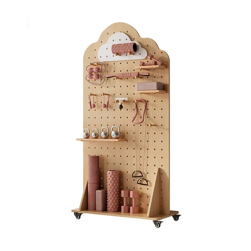 

DSA solid wood perforated board equipment storage and organization vertical display rack movable pulley screen shelf