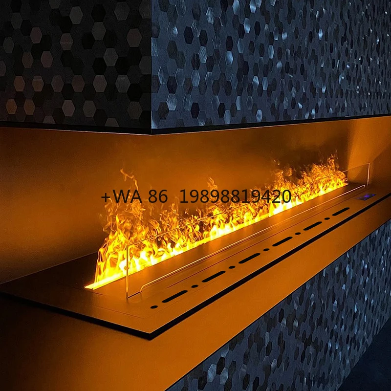 Modern Insert Electric Fireplace LED Flame Effect Safe Class a Energy Efficient English Metal Hotel