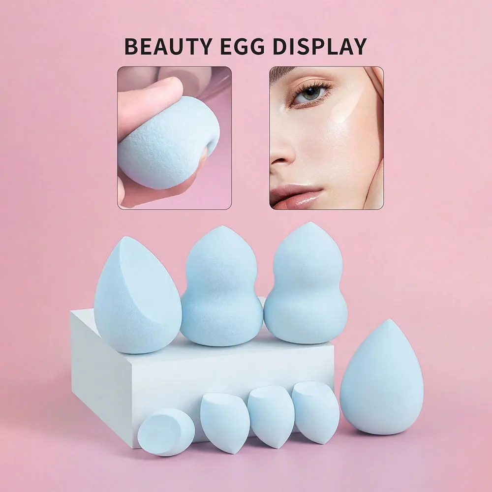 Conjunto de mini esponja cosmética estilo pote de mel, 15 peças, 4 grandes liquidificadores de beleza, 4 sopros de pó em forma de leque, 4 mini liquidificadores de beleza e