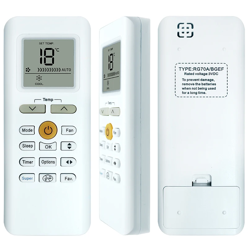 

Universal RG70A/BGEF Air Conditioner Remote Control for Midea RG70E/BGEF, RG70C/BGEF, RG70E1/BGEF