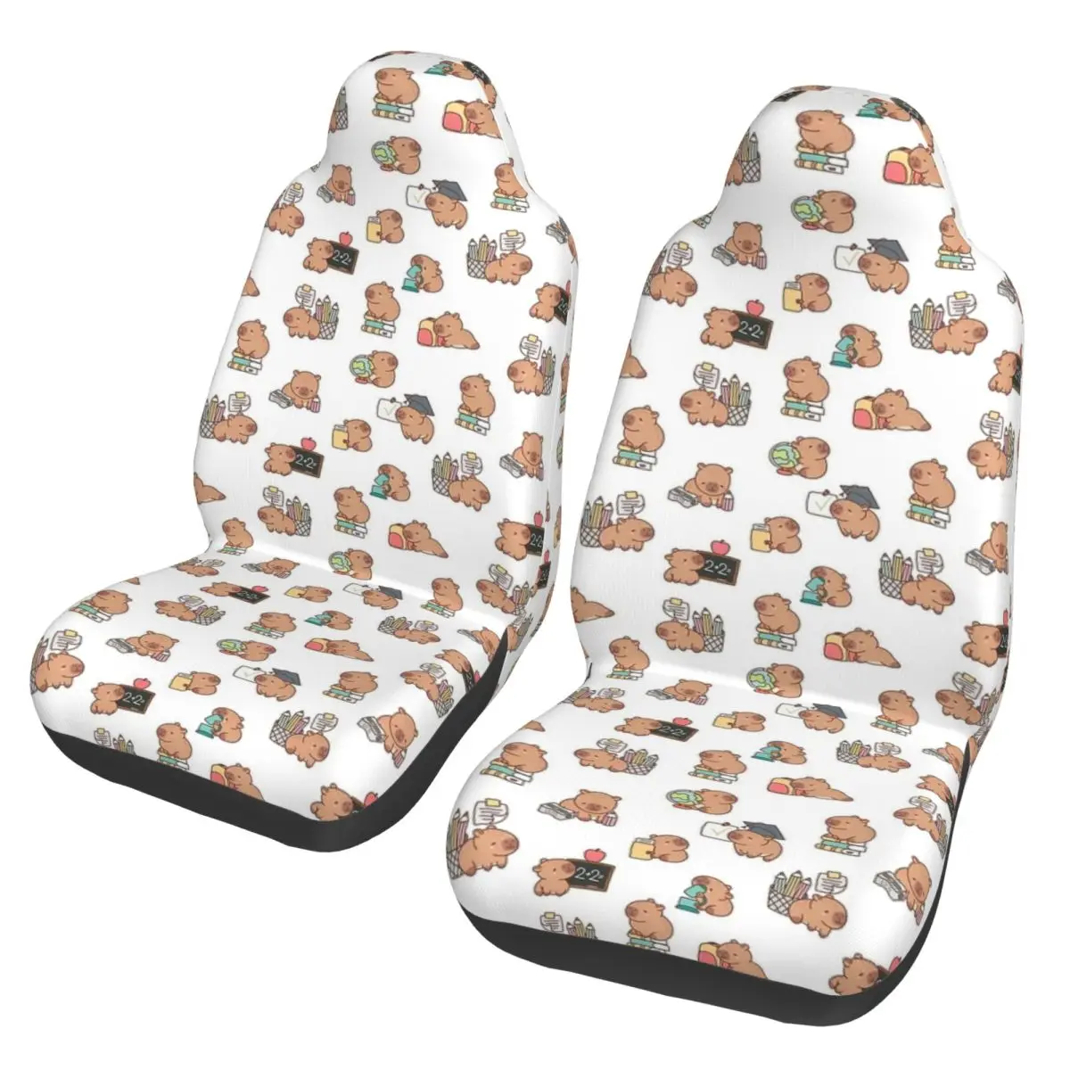 

School Kawaii Capybara Pattern Universal Car Seat Cover Protector Interior Accessories For SUV Car Seat Cushion Fabric Hunting
