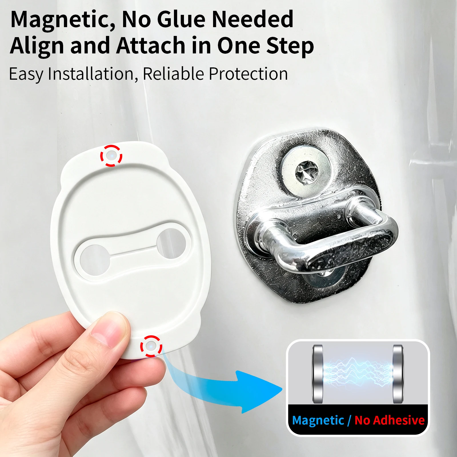 For Hyundai Silicone Magnetic Door Lock Protector Cover Anti-scratch Door Lock Buckle Decor Cap Interior Exterior Accessories