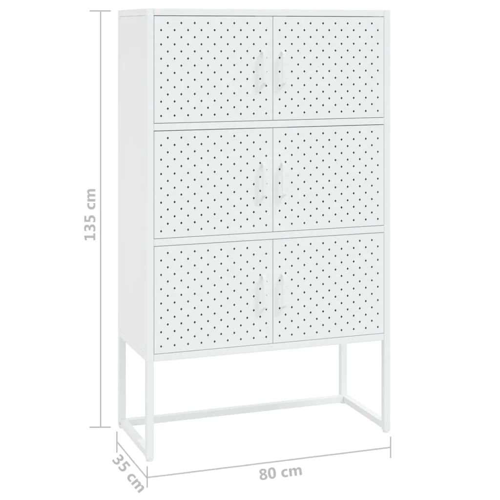 vidaXL Tablero alto Blanco 80x35x135 cm Muebles/muebles de salón de acero