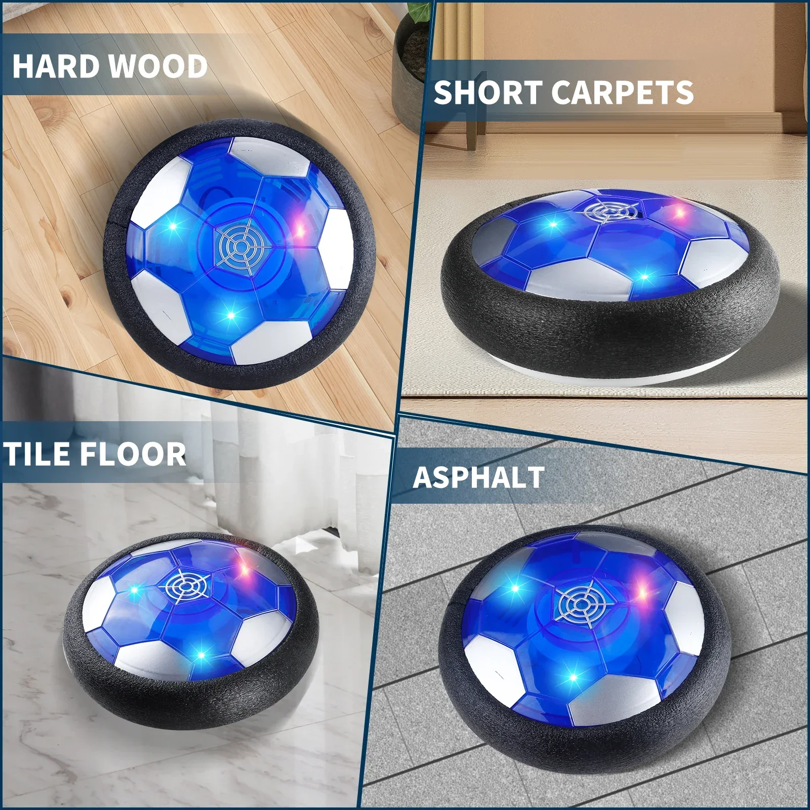 Parent-Child Hover Soccer Ball Large Size - Indoor Toy with LED Lights Music Safe Soft Edge Interactive Family Activity