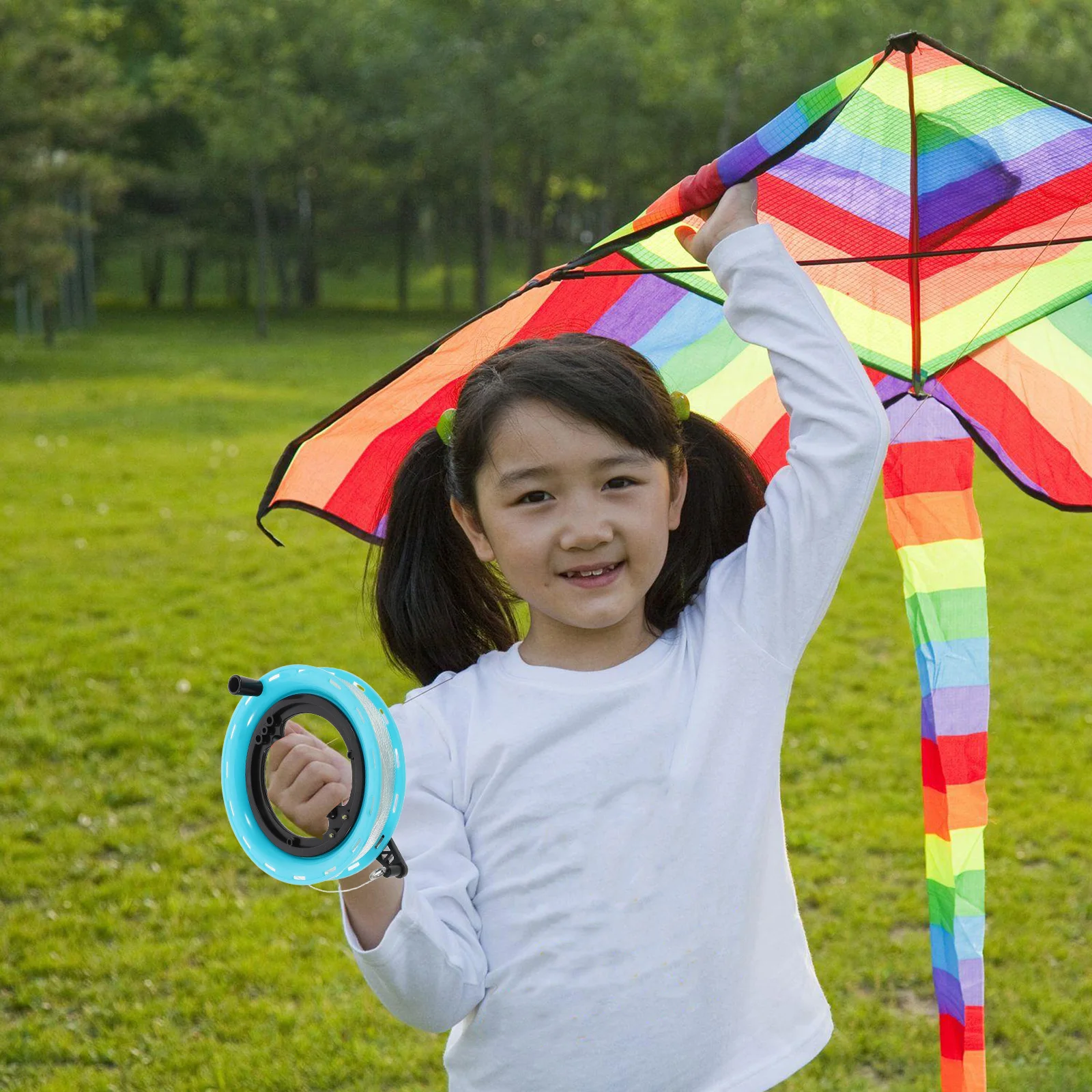 Kite String Spool Handheld Wheel 14cm 100m White Line Smooth Reverse Hollow Design Long String Easy Tension Control Kite Flying