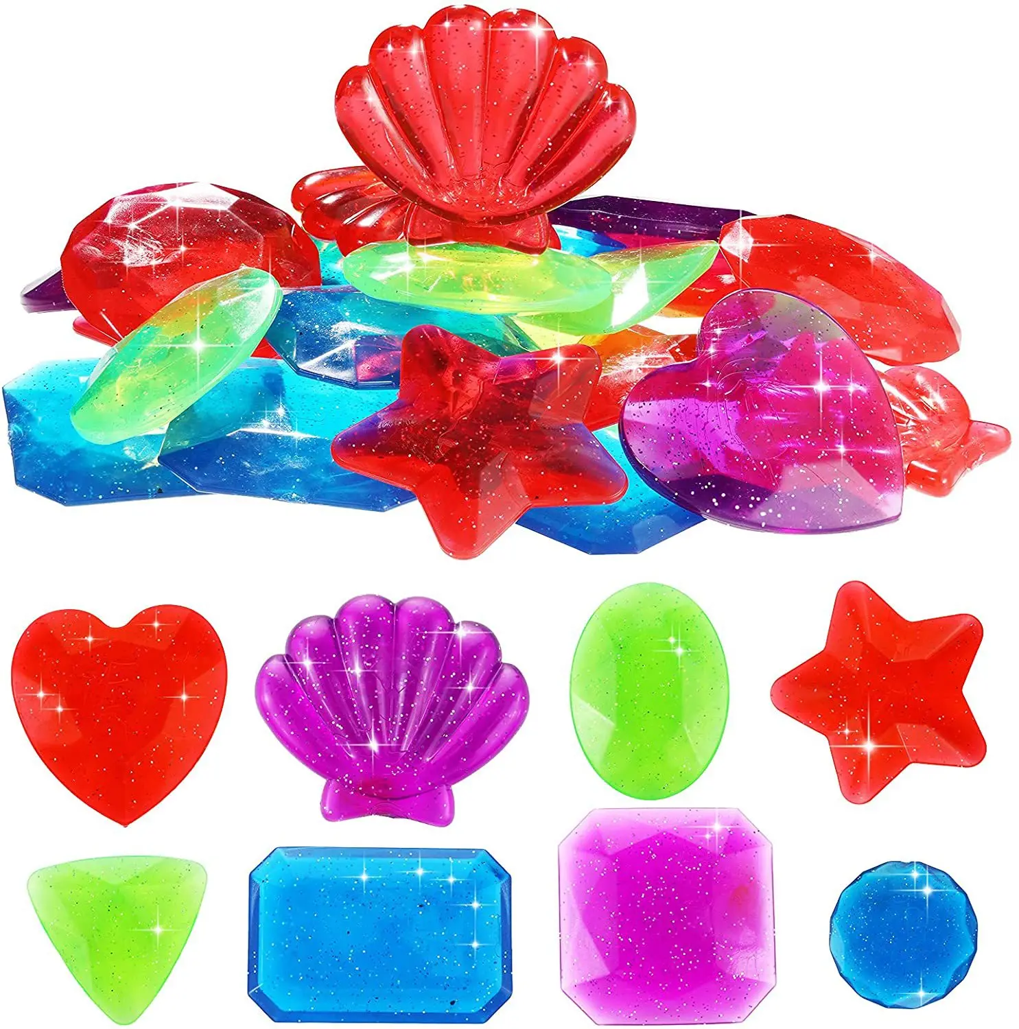 Brinquedos de mergulho para crianças, Sinkers de piscina, Simulação Fake Gems, Diamantes coloridos, Aperto de treinamento interativo, Meninos