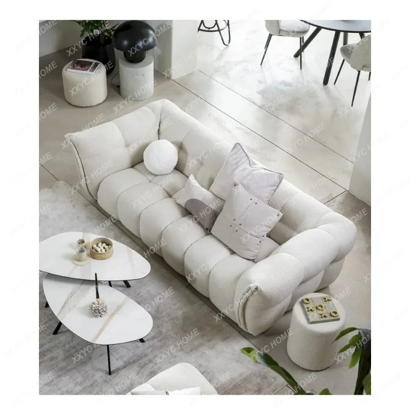 XXRetro snowflake velvet fabric modern simple living room three-person straight sofa