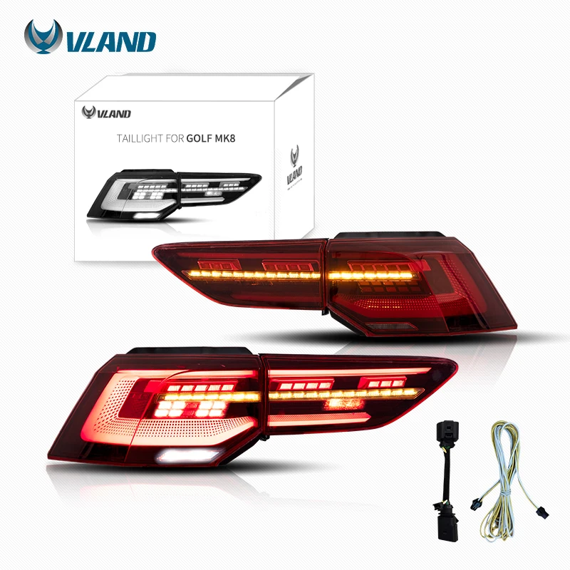 For VW Golf MK8 Automotive Full LED Tail Lamp, Rear Brake Light Fit 2020-Onwards, Plug and play design for easy installation