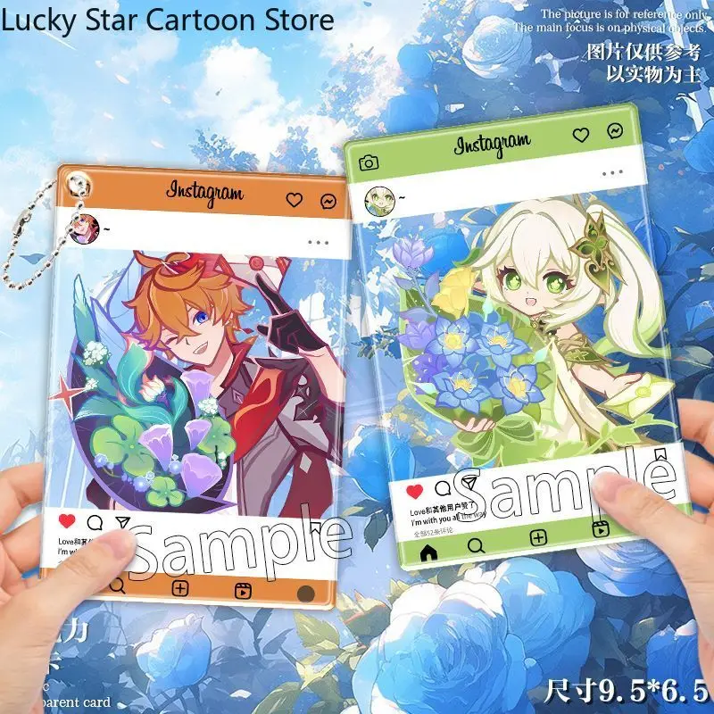 جينشين إمباكت كاميساتو أياكا تارتاليا ناهيدا مافيكا ألبيدو فونغ أنيمي أكريليك شفاف حافظة للبطاقات قلادة بطاقة الصور