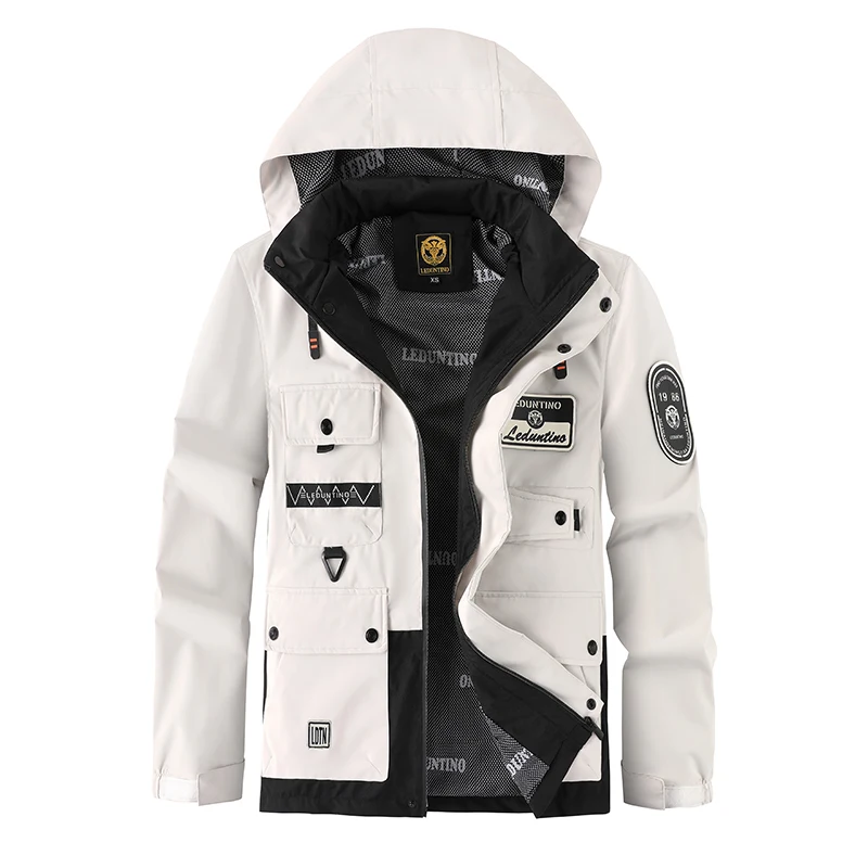 Outdoors Men Comfort Detachable Hat Solid Tops Spring Autumn Simplicity Windproof Casual Coat New Fashion Versatile Jacket Men