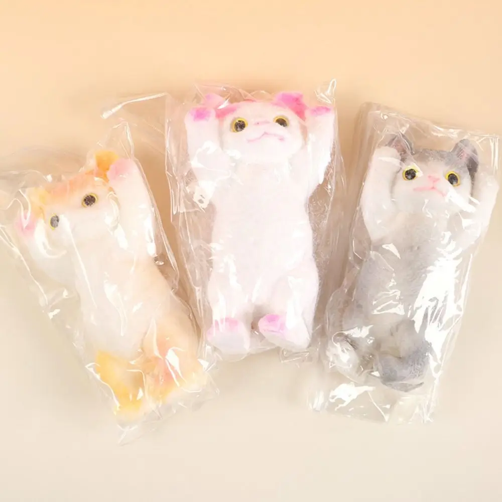 Pretend Play Slow Rebound Cat Doll Squeeze Toy Animal Cartoon Simulation Cat Squeeze Toys Soft Mini Cat Fidget Toy for Kids