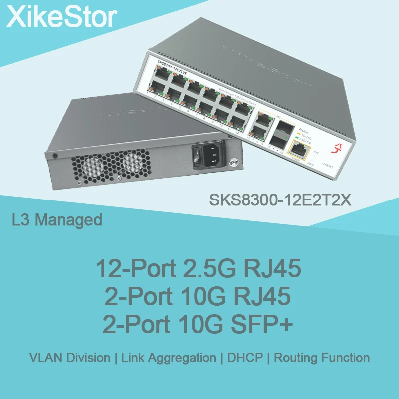 

L3 Managed 2.5G+10G web/cli 12 Ports 2.5G 10G RJ45/ SFP+Ports Support DHCP VLAN Dynamic Routing