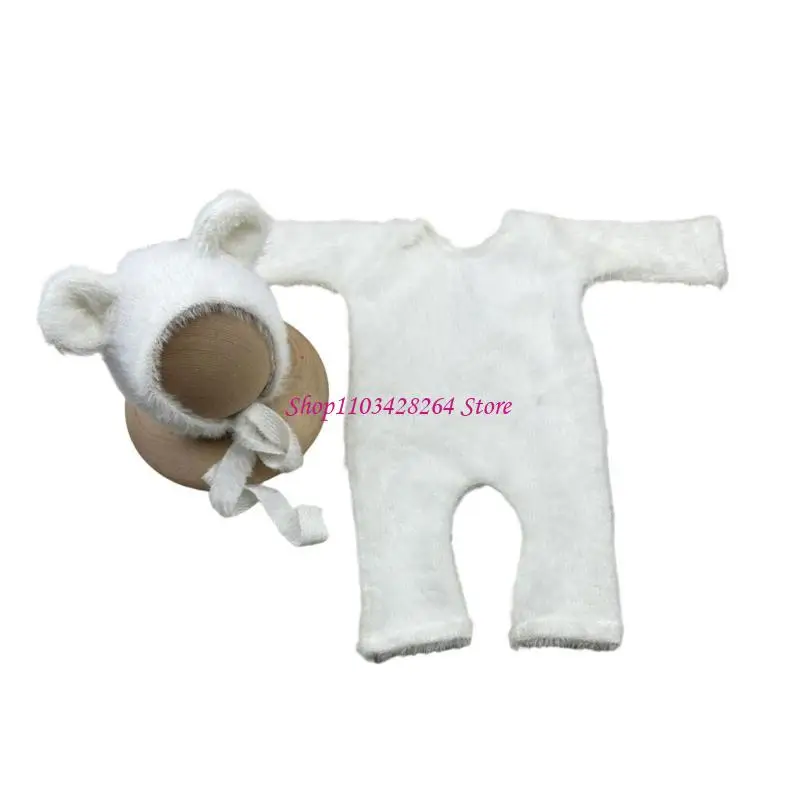 Baby Photography Props Bear Outfit and Hat Set Photo Clothes
