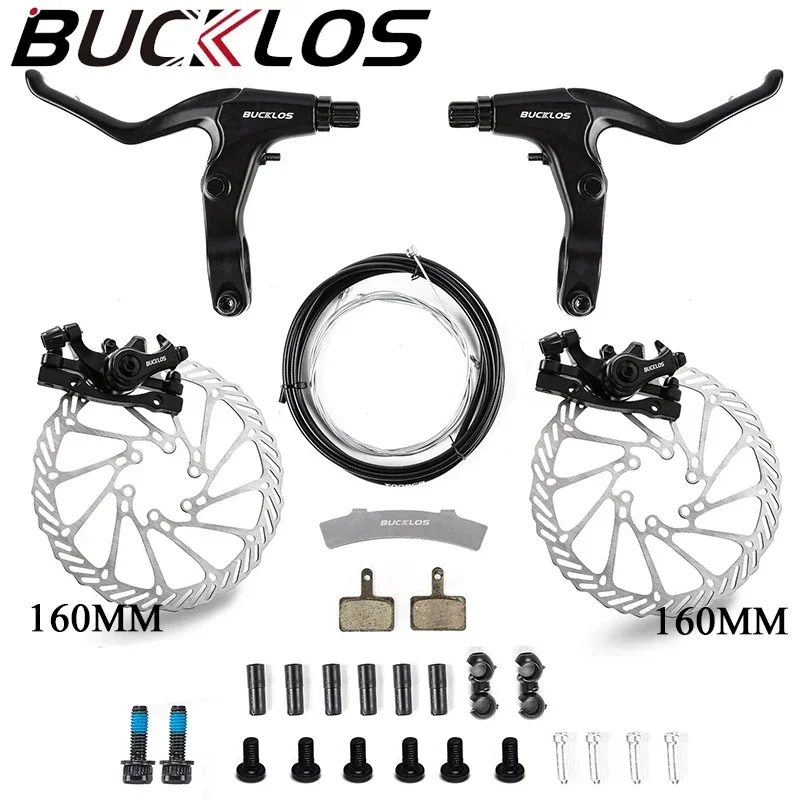 

Bicycle Brake Set Mechanical Brakes Mountain Bike Front Rear kit With 160mm Disc Rotors Built-in Brake Pad Cycling Double Brake