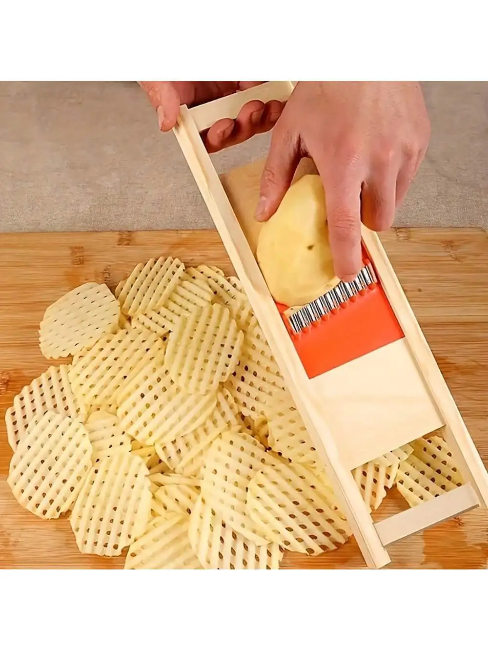 French Fries Mesh Cutter, Fatiador De Batata, Grade Ondulada, Chips Domésticos, Cor Aleatória