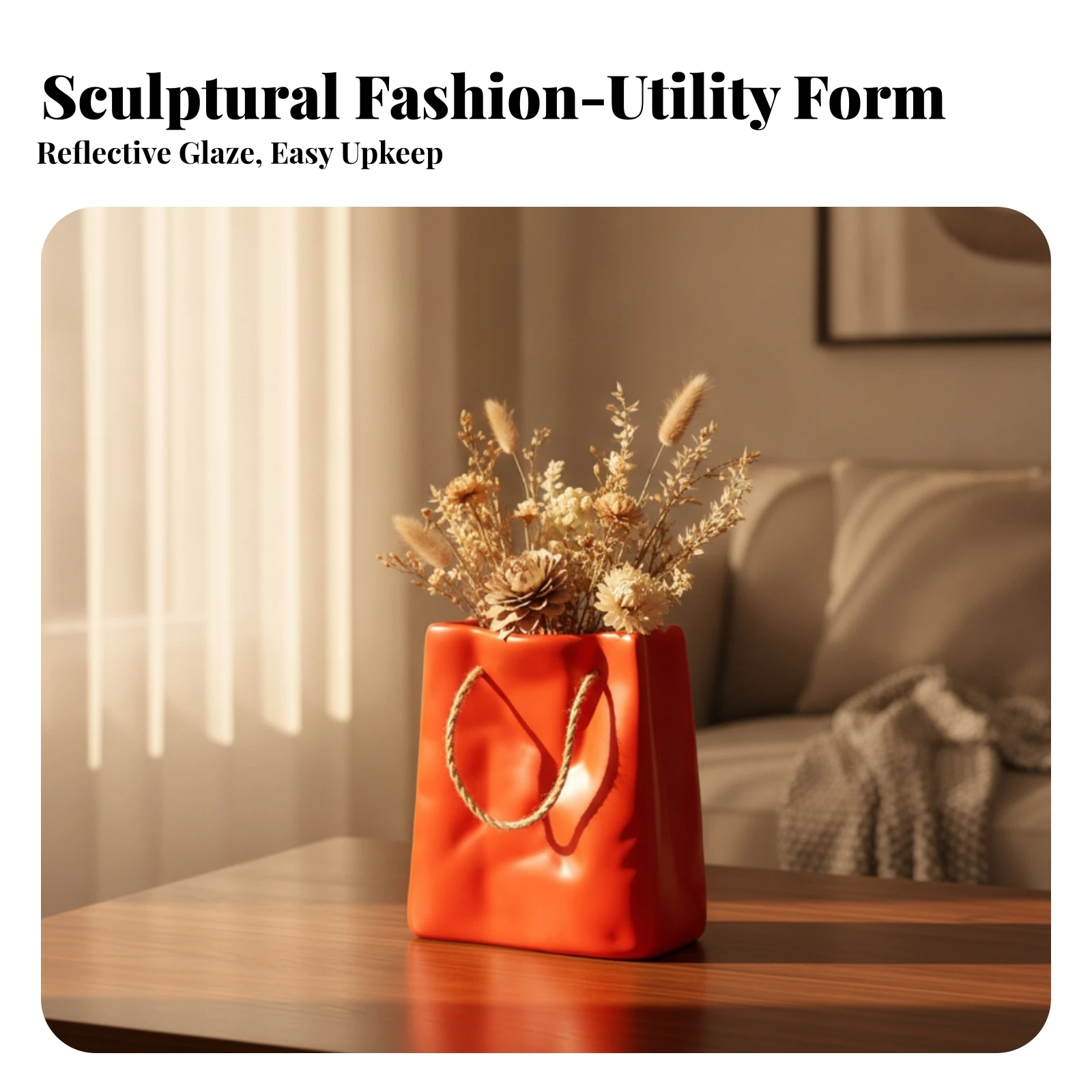Tote Bag Vase Elegant Bag Shaped Vase Decorative Minimalist for Home Decor, Living Room