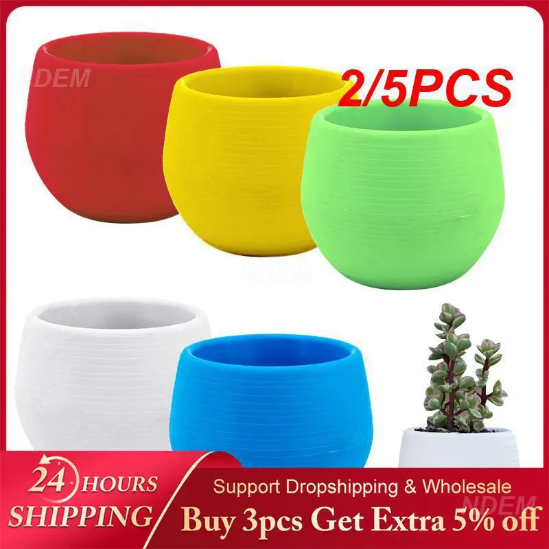 2/5PCS Plastic Flowerpot Planter Pot Plant Desktop Potted 2023 Succulent Plant Pot Small Green Plant Flowerpot