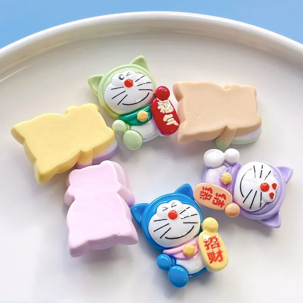 5pcs New Multi Color Cute Lucky Cat Cartoon Figure Miniature Diy Crafts Supplies Doraemon Resin Flatback Cabochons