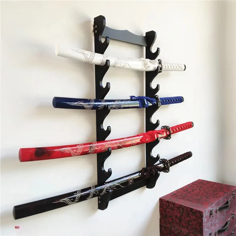 Wall Katana Support Wooden Sword Holder Multi-Layer Stand for Umbrella and Rapier Display Weapon Bracket Decorative Mount