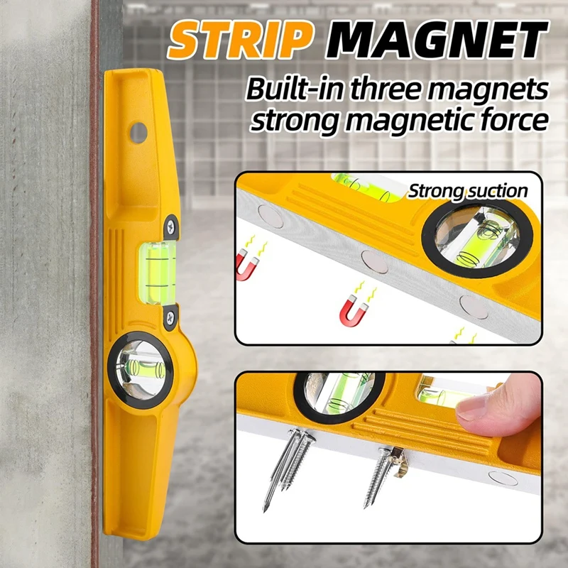 Niveau magnétique moulé sous pression en aluminium de BAAG-10 pouces, niveau à bulle professionnel magnétique explorez afaudage avec l'aimant et le sac de terre rare