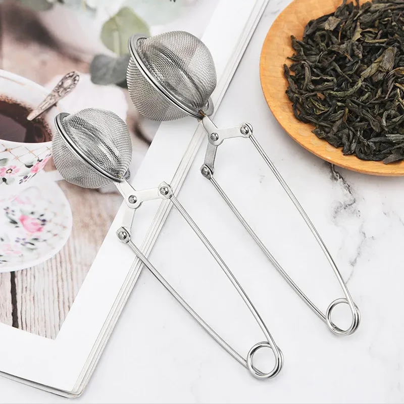 1/2 قطعة الفولاذ المقاوم للصدأ الشاي الكرة سلسلة قابلة لإعادة الاستخدام تسرب الشاي مقبض مصفاة شاي الشاي Infuser شبكة غربال أداة تصفية الكرة #2