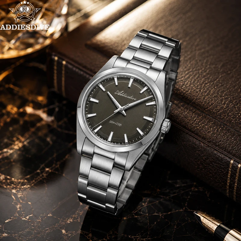 ADDIESDIVE VH31 Quartz Watch 36mm Bubble Glass 100M Waterproof Watches 316L Stainless Steel Super Luminous Men Wristwatch Gift