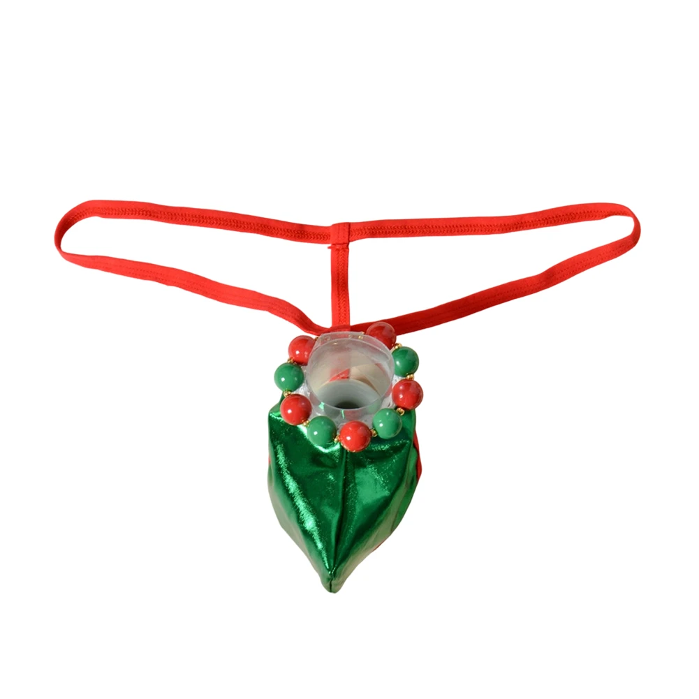 Christmas Men O-Ring Pouch Glossy G-String Thong Tback Erotic Lingerie Gays Erotic Open Buttock G-String Ring Cockrin Underwear