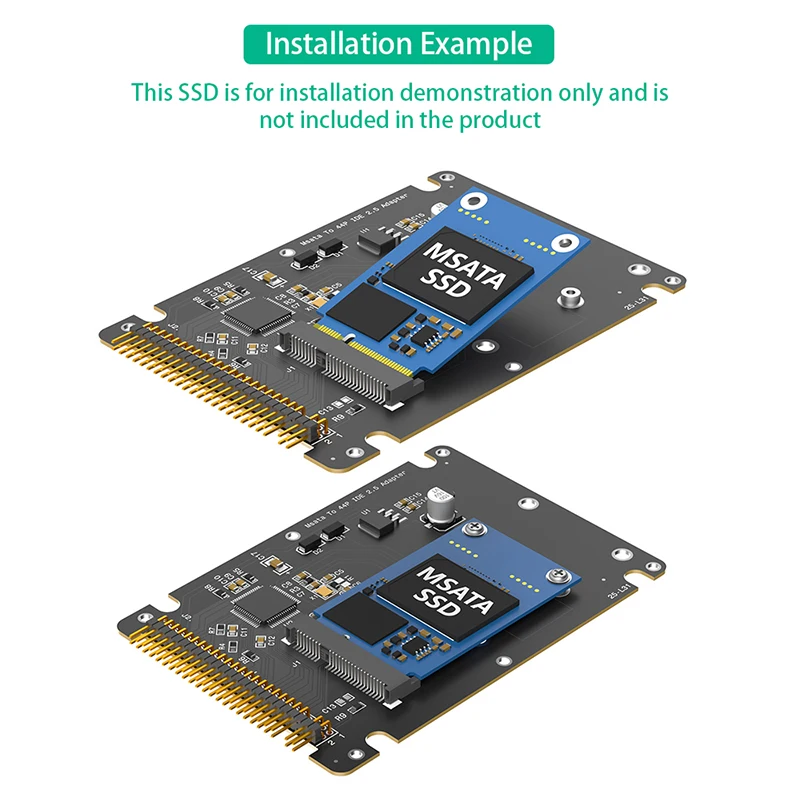 mSATA SSD zu 2,5 Zoll 44-Pin IDE PATA Adapterkarte mit Kunststoffgehäuse, mSATA SSD zu PATA IDE Festplattenkonverter für alte Laptops – Detail 6