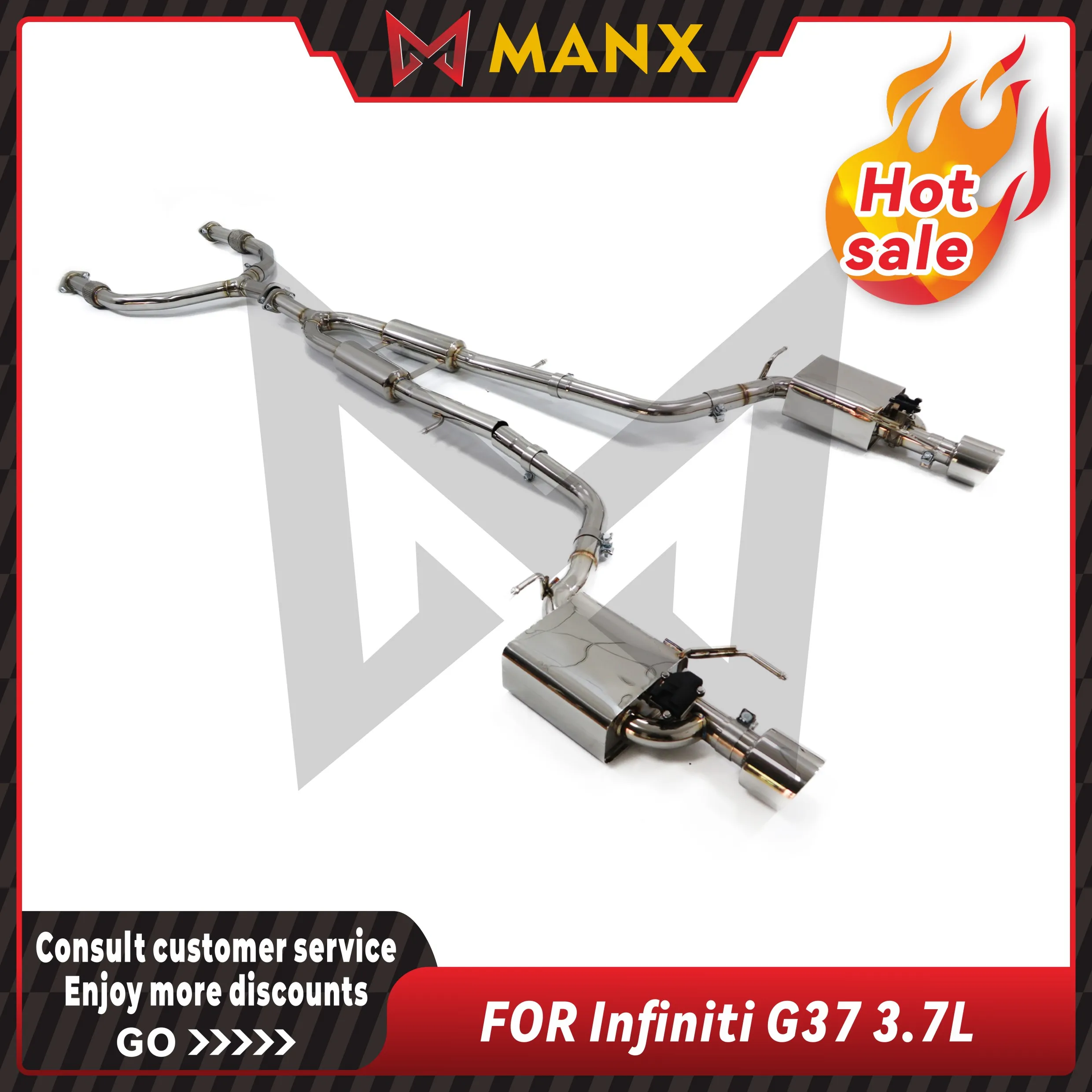 

MANX Car Exhaust system for Infiniti G37 3.7L Stainless steels Catback Performance exhaust pipe with remote control valve