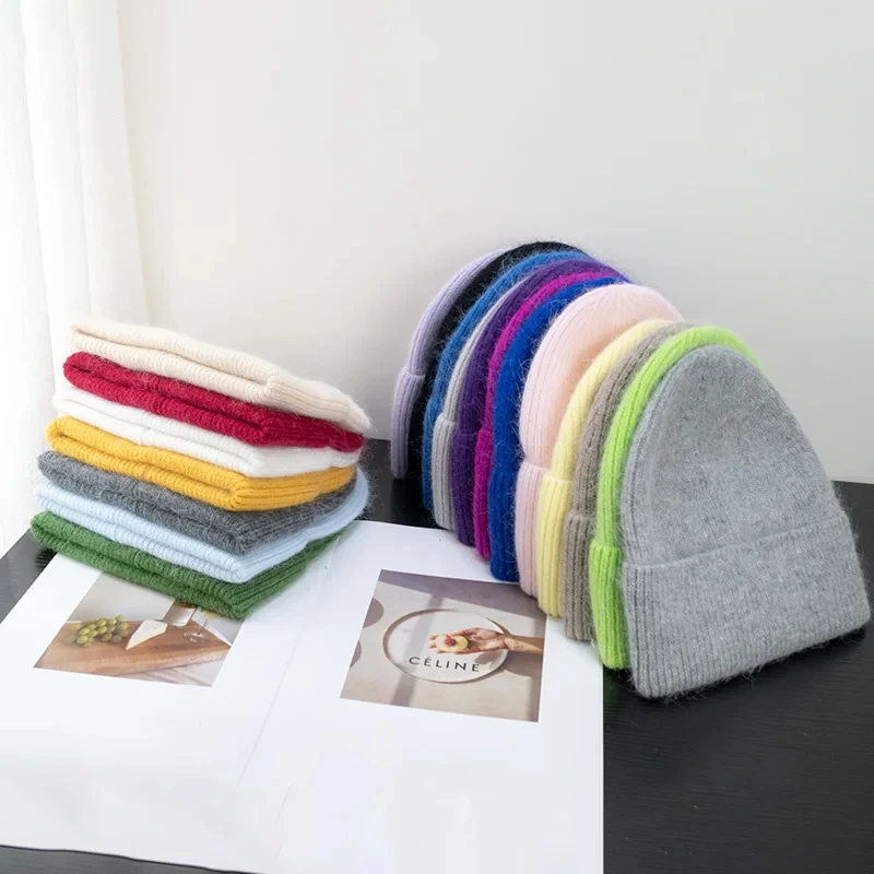 Winter warm Candy Color beanie,Women Plush Thermal Knit fleece-lined Fashion Simple Pullover Hat,Suitable for outdoor activities