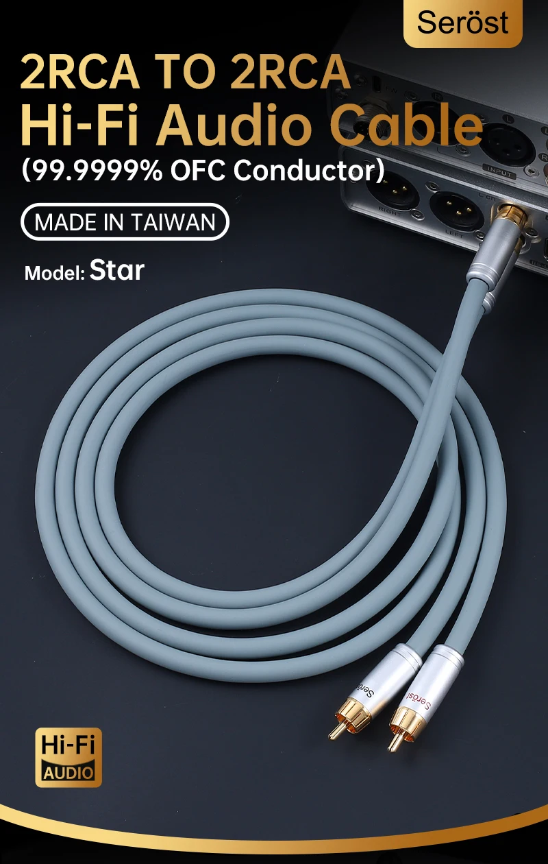Serost Star HIFI 99,9999% OFC Sauerstofffreies Kupfer RCA-Signalkabel für CD, Heimkino, DSP, DAC, Verstärker, Auto-Audio, Kopfhörer – Detail 1