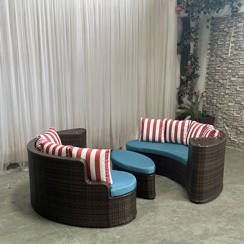 

Outdoor sofa villa garden courtyard circular curved rattan sofa coffee table combination outdoor leisure creative furniture