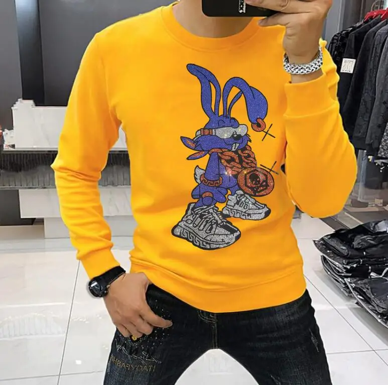 Men  Anime Graphic Sweatshirts Casual  Streetwear  cotton Hot drill  hoodies  Diamonds  Men's Clothing