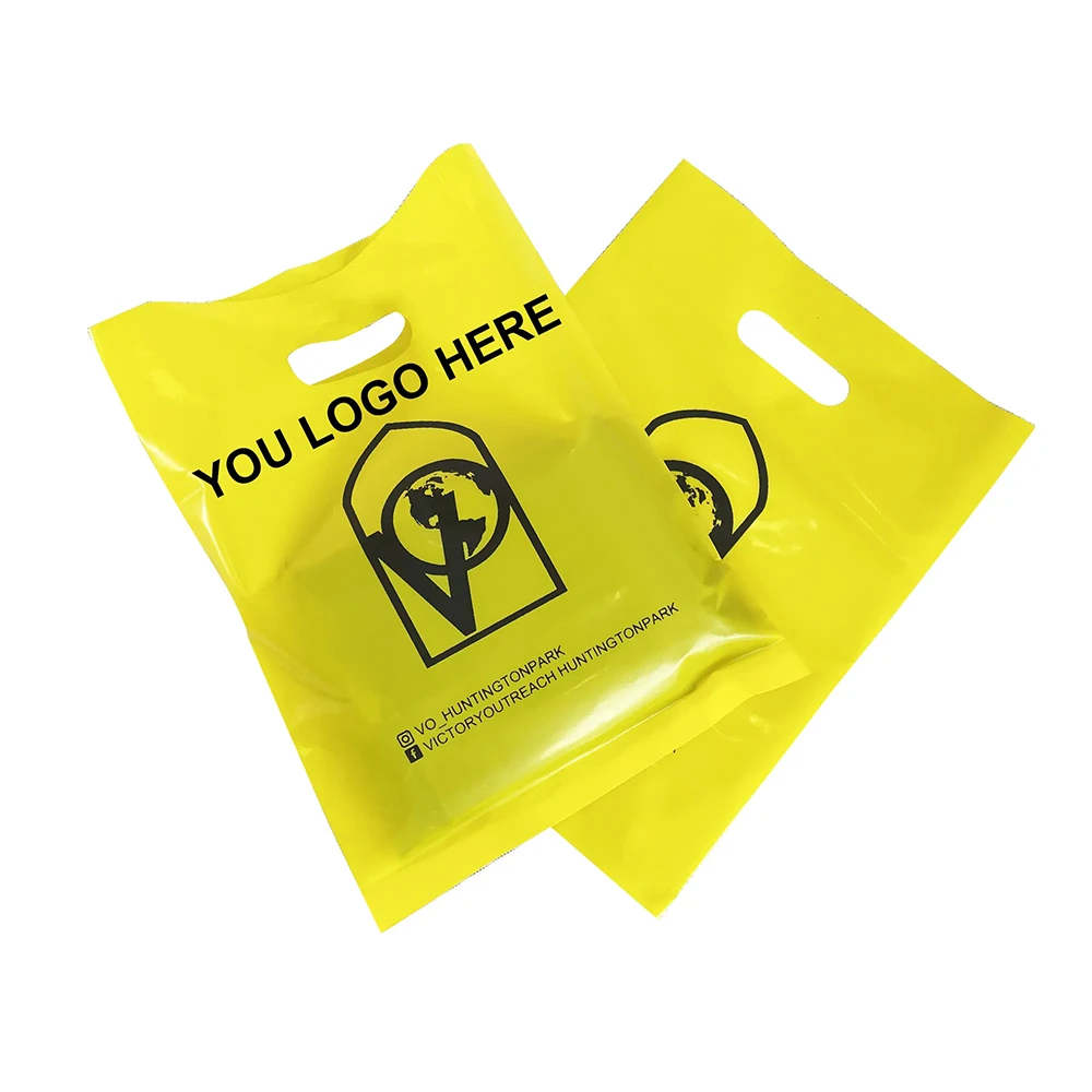 Custom Print Biodegradable Shopping Plastic Bag Black Merchandise Bags Thank You Bags For Boutique Retail Shopping Gift