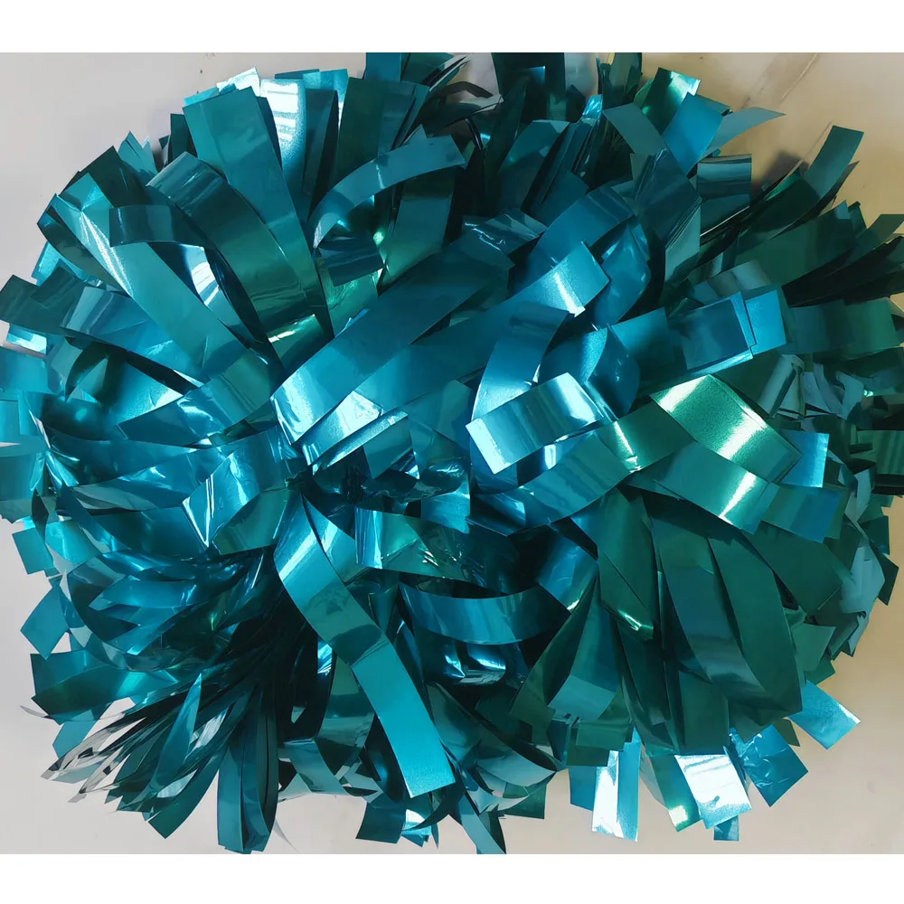 1PIECE,Cheerleader Pom Pom ,Metallic lake blue,Custom Size and Color, Baton Handle