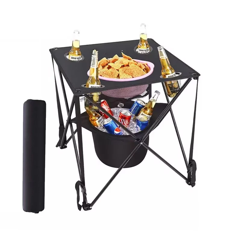 

Modern Portable Iron Folding Table With Waterproof Cushion For Outdoor Furniture Barbecue Camping & Living Room Use