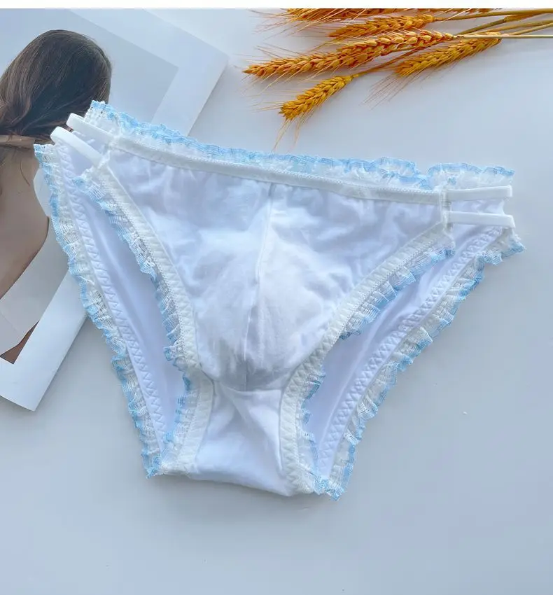 Calcinha masculina com bainha de renda, borboleta, bordada, doce, grupo lgbq, calcinha especial, corrida, estudantes, festa fkk, show ao vivo, dança