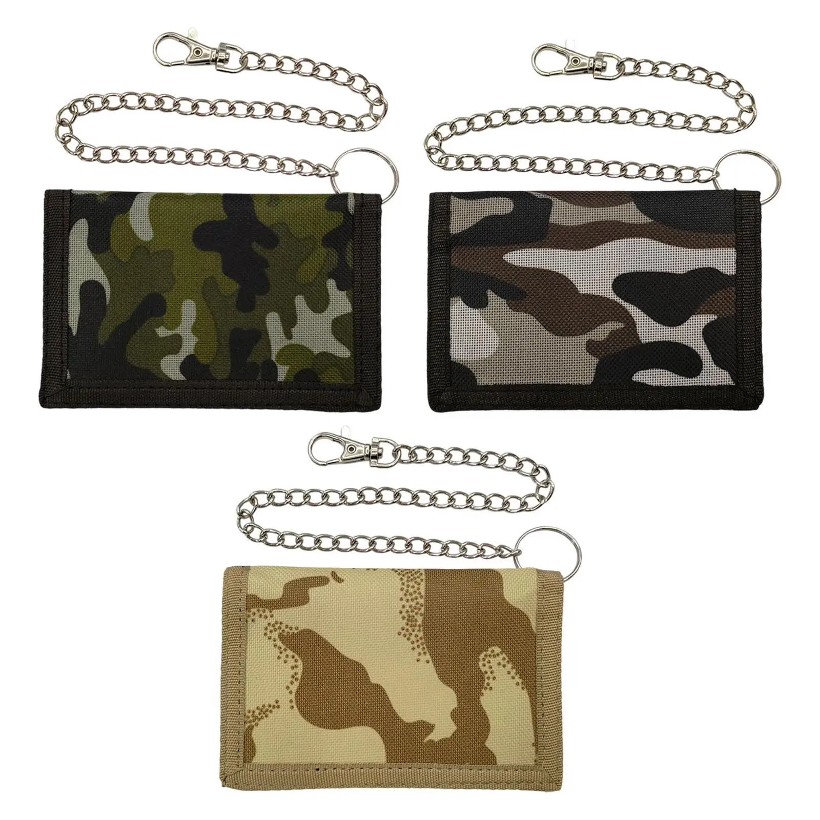 Cartera triple para deportes al aire libre, compacta, novedad, monedero con cadena de Metal para papá, niños, adolescentes, hombres, entusiastas del aire libre