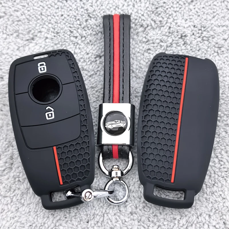 2 Button Silicone Car Key Case Keychain Shell Cover for Mercedes Benz AMG E C S GLC Class E200 E400 E63 W213 S550 S560 C260 A200