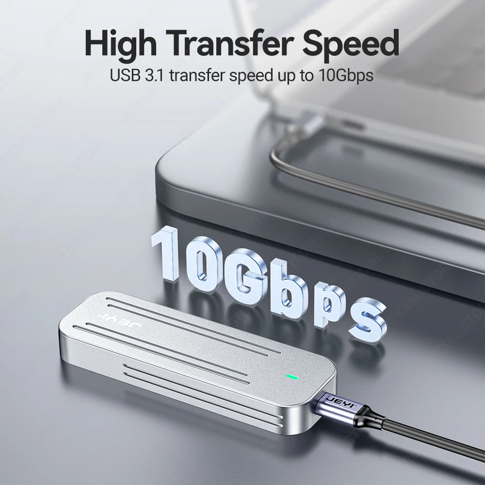 JEYI Installazione senza attrezzi Custodia SSD M.2 NVMe 4TB 2280/60/42 USB3.1 Custodia in lega di alluminio da 10 Gbps per trasferimento dati ad alta velocità