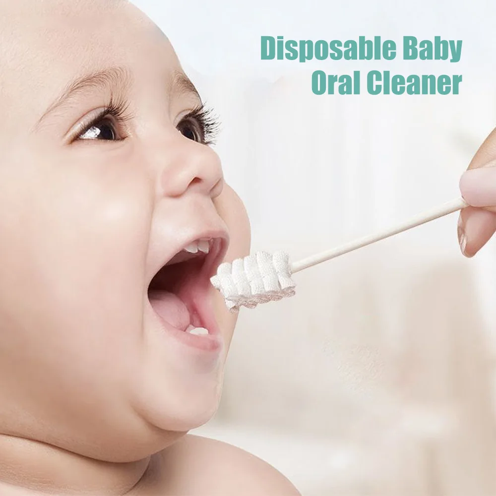 30Pcs Baby Tongue Cleaner Disposable Gauze Toothbrush Paper Rod Infant Oral Cleaning Brush Stick For Newborn Cotton swab