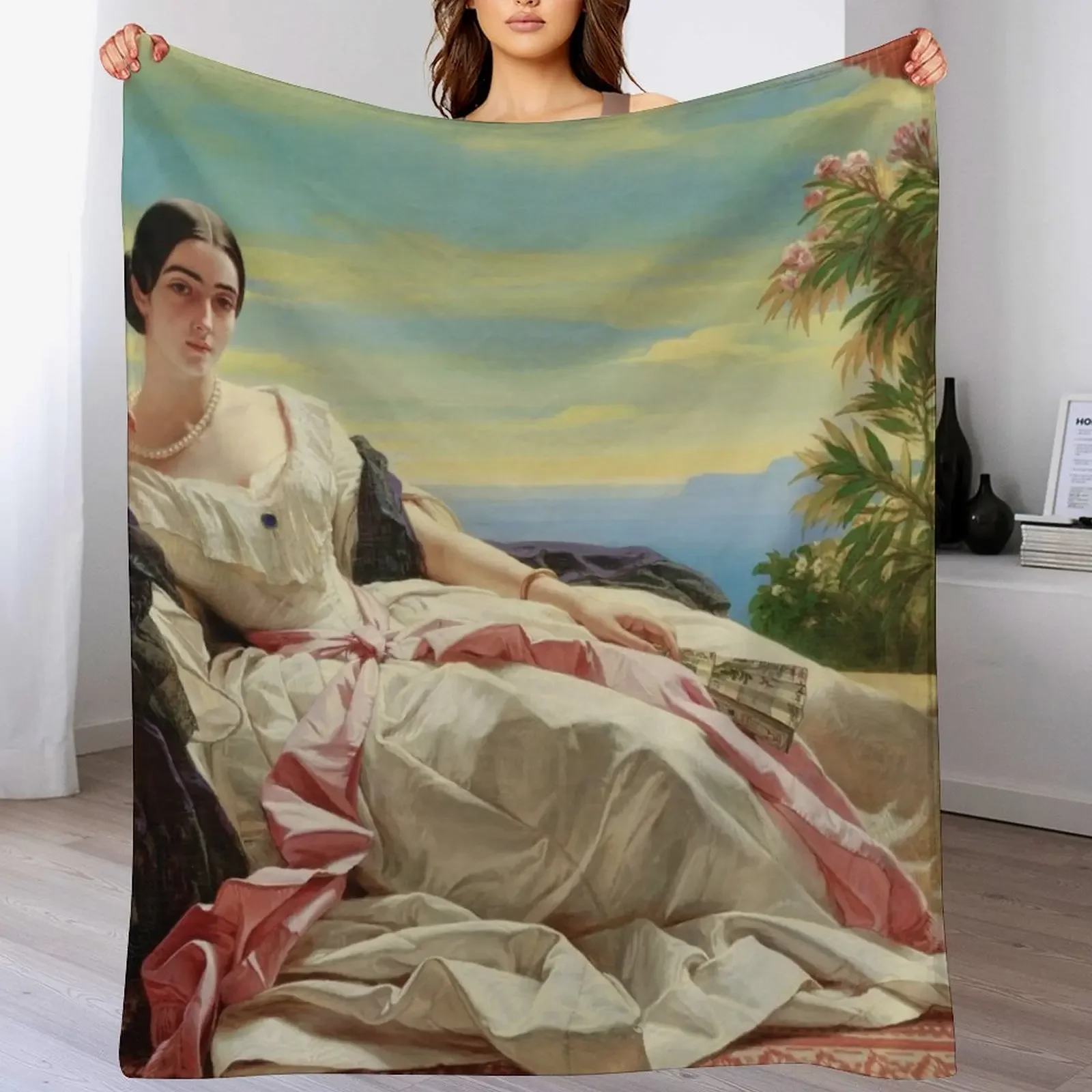 Leonilla, Princess of Sayn-Wittgenstein-Sayn - Franz Xaver Winterhalter Throw Blanket Warm funny gift Blankets