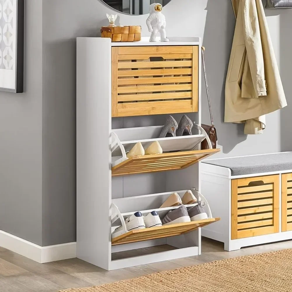 Shoe cabinet: 3 flip-out drawers, living room cabinets, shoe rack, shoe storage table