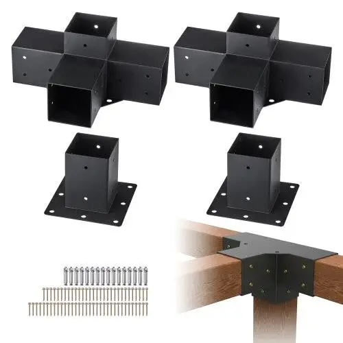 4PCS Pergola Bracket Kit 4x4 Heavy Duty Corner Brackets for DIY Wood Projects, Easy Install Post Base for gazebos & Patios