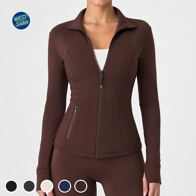 WESTSHAN EU US Size High Quality Yoga Jacket For Women Autum Winter Stretchy Slim-Fit Running Workout Athletic Jacket